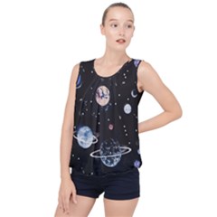 Cute-space Bubble Hem Chiffon Tank Top