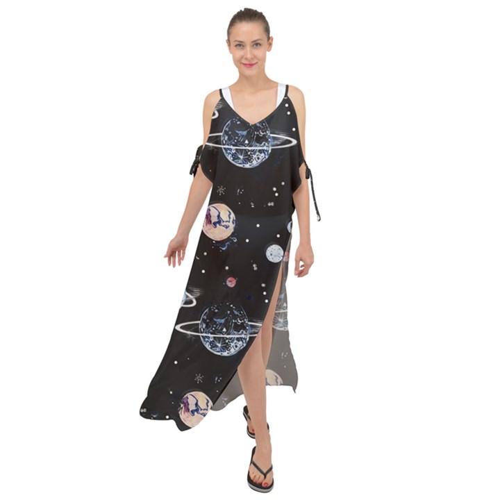 Cute-space Maxi Chiffon Cover Up Dress