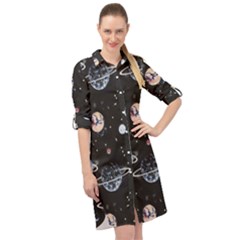 Cute-space Long Sleeve Mini Shirt Dress by Jancukart