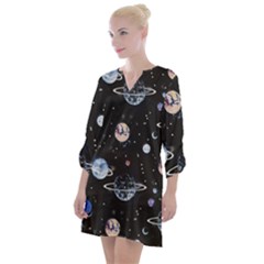 Cute-space Open Neck Shift Dress