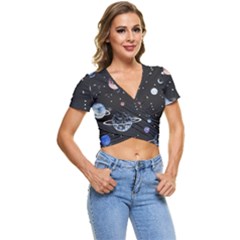 Cute-space Short Sleeve Foldover Tee