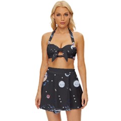 Cute-space Vintage Style Bikini Top And Skirt Set 