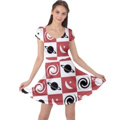 Space Pattern Colour Cap Sleeve Dress