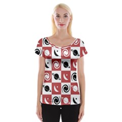 Space Pattern Colour Cap Sleeve Top