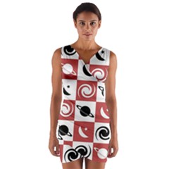 Space Pattern Colour Wrap Front Bodycon Dress