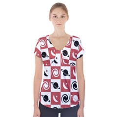 Space Pattern Colour Short Sleeve Front Detail Top by Jancukart