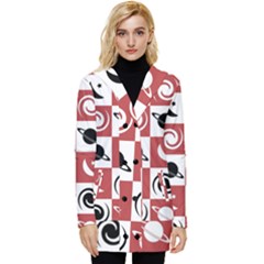 Space Pattern Colour Button Up Hooded Coat 