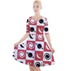 Space Pattern Colour Quarter Sleeve A-line Dress