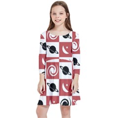 Space Pattern Colour Kids  Quarter Sleeve Skater Dress