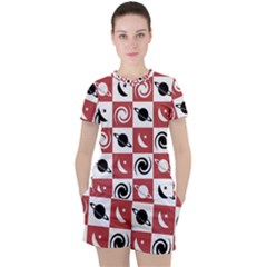 Space Pattern Colour Women s Tee And Shorts Set