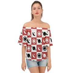 Space Pattern Colour Off Shoulder Short Sleeve Top