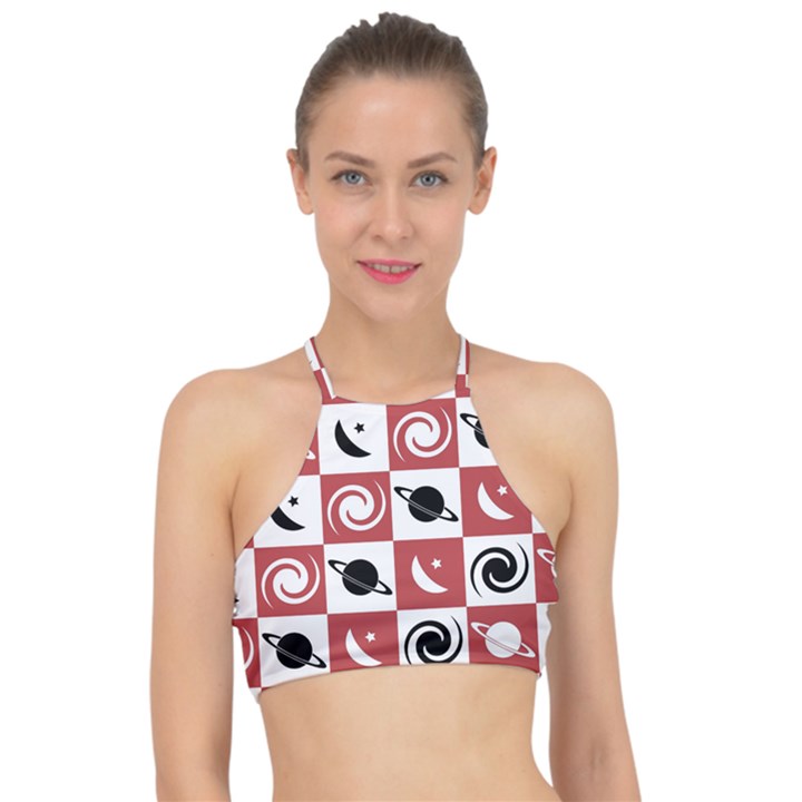 Space Pattern Colour Racer Front Bikini Top