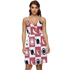 Space Pattern Colour V-neck Pocket Summer Dress 