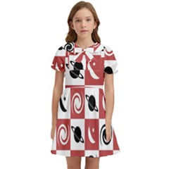 Space Pattern Colour Kids  Bow Tie Puff Sleeve Dress