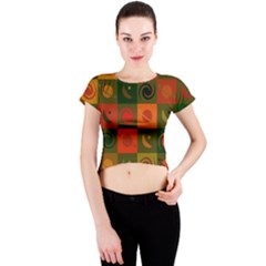 Space Pattern Multicolour Crew Neck Crop Top