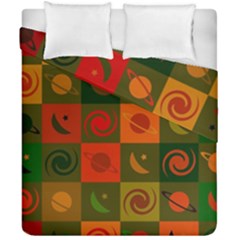 Space Pattern Multicolour Duvet Cover Double Side (california King Size)