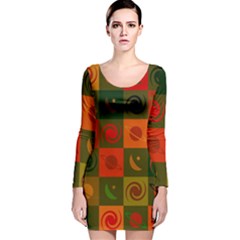 Space Pattern Multicolour Long Sleeve Velvet Bodycon Dress