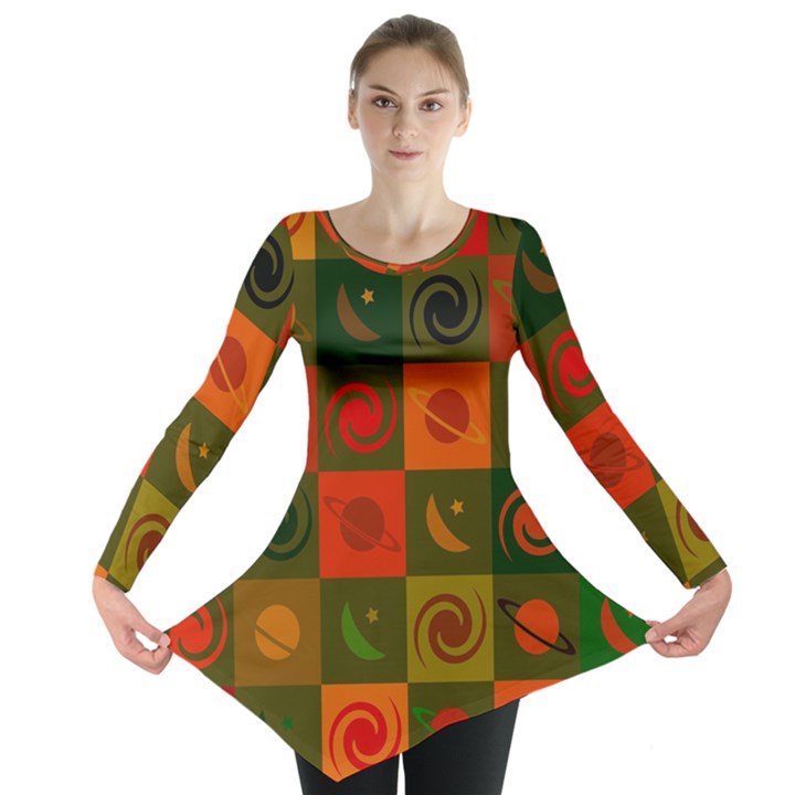 Space Pattern Multicolour Long Sleeve Tunic 