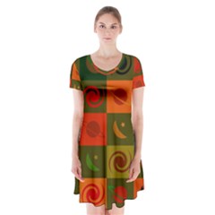 Space Pattern Multicolour Short Sleeve V-neck Flare Dress by Jancukart