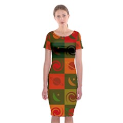 Space Pattern Multicolour Classic Short Sleeve Midi Dress