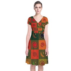 Space Pattern Multicolour Short Sleeve Front Wrap Dress by Jancukart