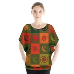 Space Pattern Multicolour Batwing Chiffon Blouse