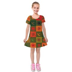 Space Pattern Multicolour Kids  Short Sleeve Velvet Dress