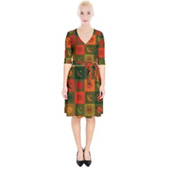 Space Pattern Multicolour Wrap Up Cocktail Dress