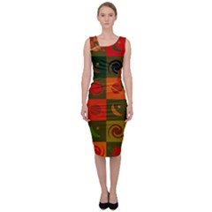 Space Pattern Multicolour Sleeveless Pencil Dress