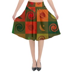 Space Pattern Multicolour Flared Midi Skirt