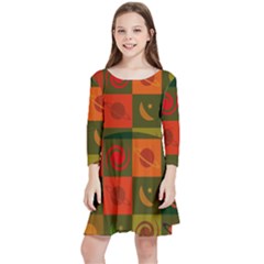 Space Pattern Multicolour Kids  Quarter Sleeve Skater Dress