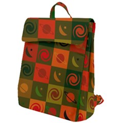 Space Pattern Multicolour Flap Top Backpack