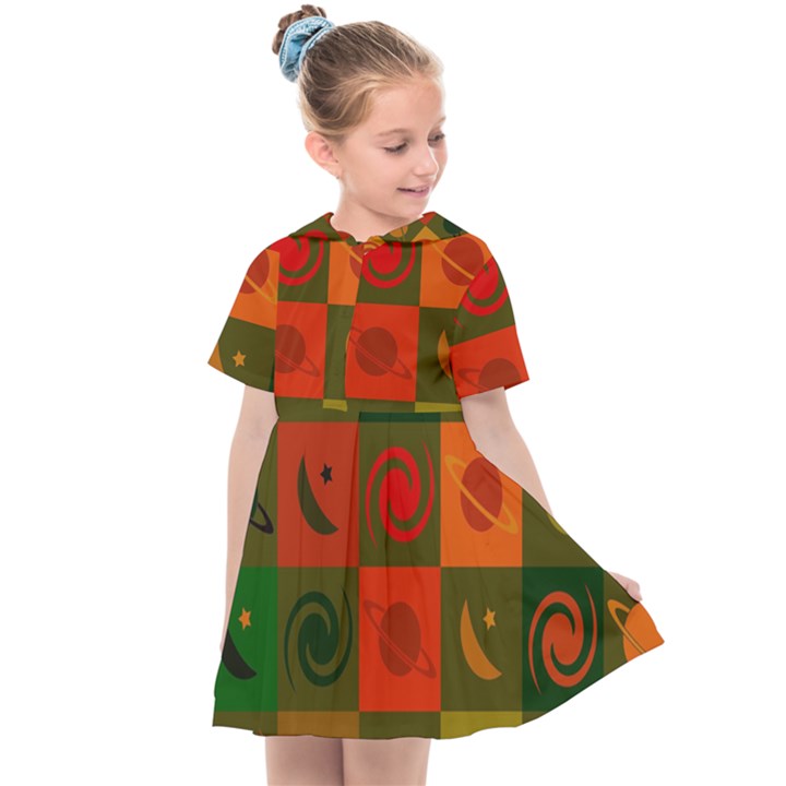 Space Pattern Multicolour Kids  Sailor Dress