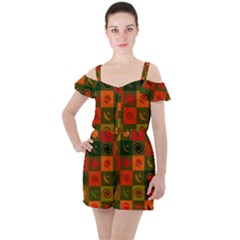 Space Pattern Multicolour Ruffle Cut Out Chiffon Playsuit