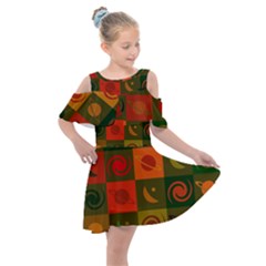 Space Pattern Multicolour Kids  Shoulder Cutout Chiffon Dress