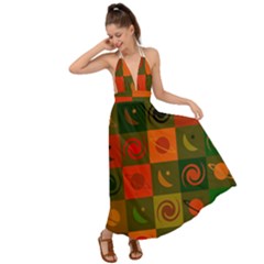 Space Pattern Multicolour Backless Maxi Beach Dress