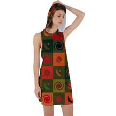 Space Pattern Multicolour Racer Back Hoodie Dress