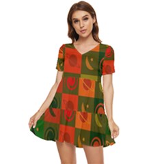 Space Pattern Multicolour Tiered Short Sleeve Babydoll Dress