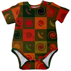 Space Pattern Multicolour Baby Short Sleeve Onesie Bodysuit by Jancukart