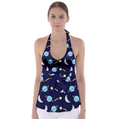 Space-pattern-colour Babydoll Tankini Top