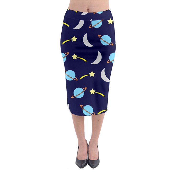 Space-pattern-colour Midi Pencil Skirt