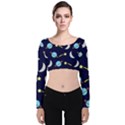 Space-pattern-colour Velvet Long Sleeve Crop Top View1