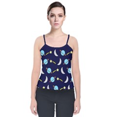 Space-pattern-colour Velvet Spaghetti Strap Top by Jancukart