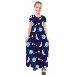 Space-pattern-colour Kids  Short Sleeve Maxi Dress