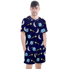 Space-pattern-colour Men s Mesh Tee And Shorts Set