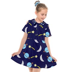 Space-pattern-colour Kids  Short Sleeve Shirt Dress