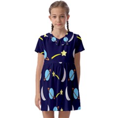 Space-pattern-colour Kids  Asymmetric Collar Dress