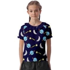 Space-pattern-colour Kids  Frill Chiffon Blouse