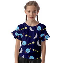 Space-pattern-colour Kids  Cut Out Flutter Sleeves