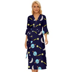 Space-pattern-colour Midsummer Wrap Dress